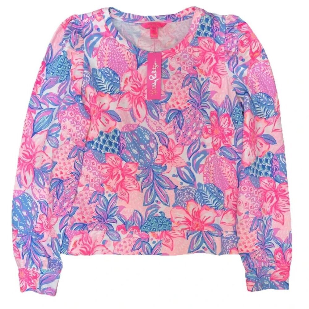 NWT Lilly Pulitzer Jansen Long Sleeve Swe Pink Isle Snappy Turtle